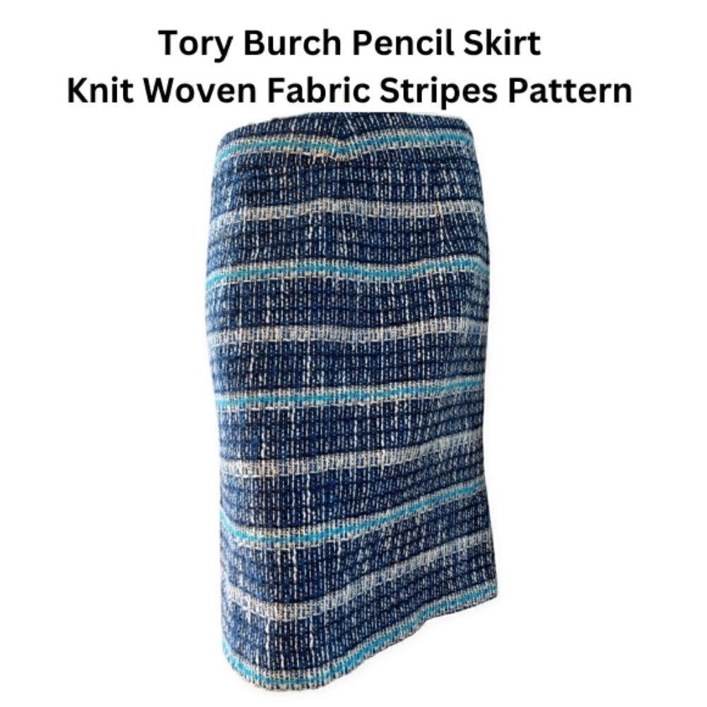 Tory Burch Pencil Skirt Knit Woven Stripes Women's Size 4